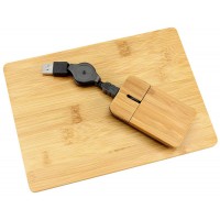 Set Mouse + Pad de Bamboo 