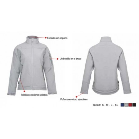 SOFTSHELL ZIPPER MUJER- SLIM FIT 4 CM MAS PEQUEÑO 