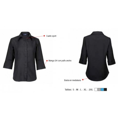 blusa oxford manga 3 4