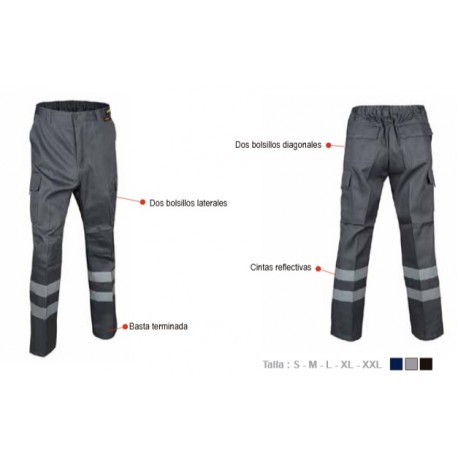 PANTALON CARGO GABARDINA CON CINTA REFLECTANTE 