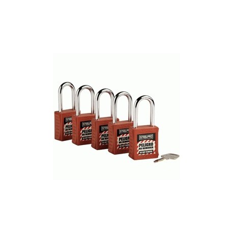 KIT DE 5 CANDADOS MK STEELPRO X10 ROJO